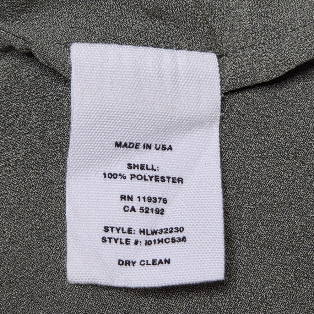 Helmut Lang Blouse Draped Wing Sheer Top Oversized Shirt Olive Green Size Large - Picture 6 of 6